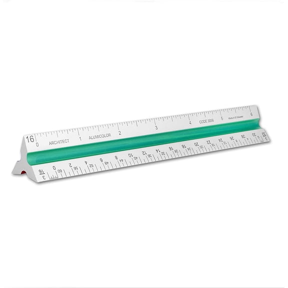 PLUHKN-Aluminum Architect Color-Coded Solid Drafting Scale, 6IN, Silver,3056-1
