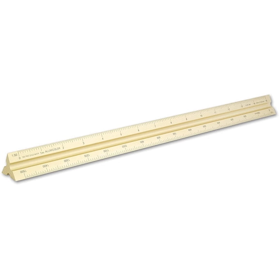 PLUHKN-Aluminum Engineer Metric Solid Drafting Scale, 30CM, Gold