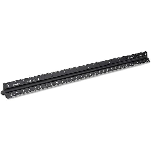 PLUHKN-Aluminum Engineer Solid Drafting Scale, 12IN, Black
