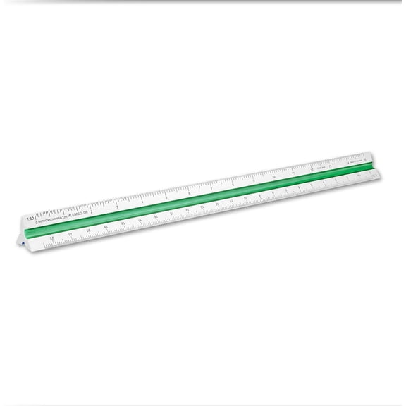 PLUHKN-Aluminum Mechanical Metric Color-Coded Solid Drafting Scale, 30CM, Silver