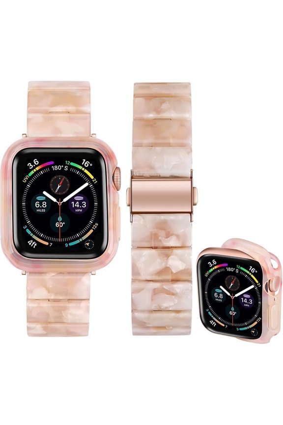 -Band with Case Compatible with Apple Watch 46mm 45mm 44mm 42mm 41mm 40mm 38mm,Women Men Fashion Resin Strap Bumper for iWatch Series 11/10/9/8/7/SE/6/5/4/3/2/1