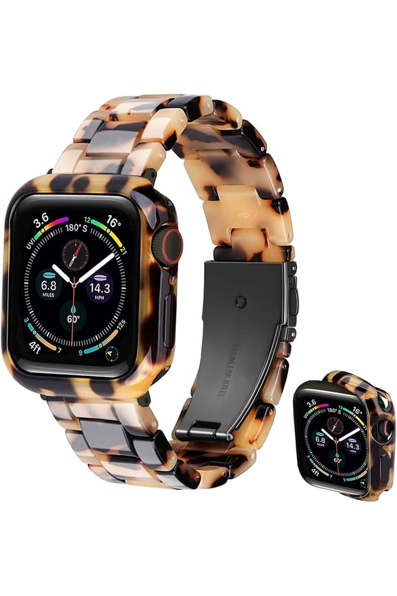 -Band with Case Compatible with Apple Watch 49mm 46mm 45mm 44mm 42mm 41mm 40mm 38mm,Women Men Fashion Resin Strap Bumper for iWatch Ultra 3/2/1 Series 11 10 9 8 7 SE 6 5 4 3 2 1