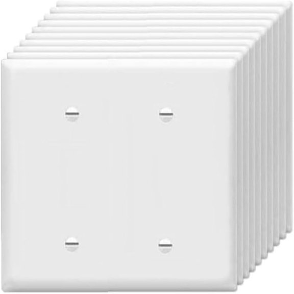 PLUHKN-Blank Wall Plates 2-Gang blank Switch Outlet Electrical Cover Plate Unbreakable Thermoplastic Faceplate for Light Receptacle Outlet Switch, White (10 Pack)