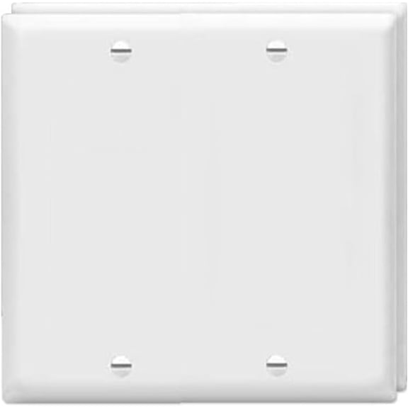 PLUHKN-Blank Wall Plates 2-Gang blank Switch Outlet Electrical Cover Plate Unbreakable Thermoplastic Faceplate for Light Receptacle Outlet Switch, White (2 Pack)