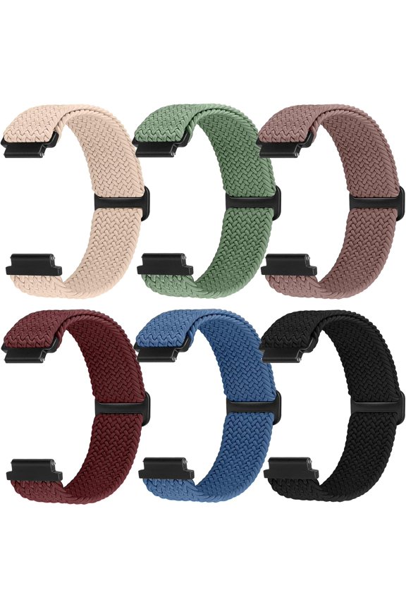 -Braided Stretchy Solo Loop 16mm 18mm Bands for Women Men, Adjustable Nylon Elastic Straps for 16mm 18mm Quick Release Replacement Wristband(6 Pack)