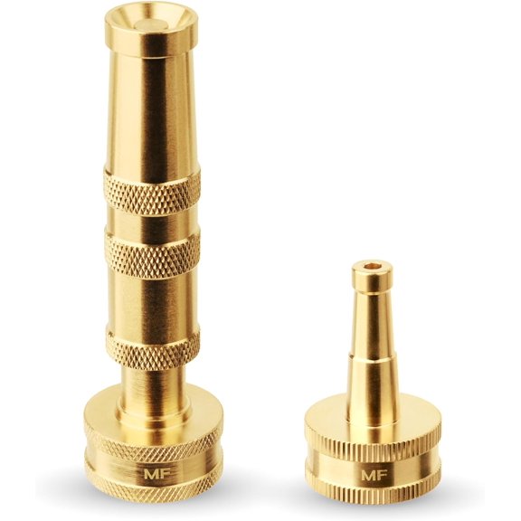 PLUHKN-Brass Garden Water Hose Nozzle & Sweeper Jet Nozzle 3/4" NH With 6 Rubber Washers (Pack of 2)