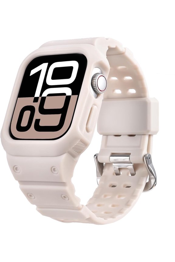 -Bumper Bands Compatible with Apple Watch Band 45mm 44mm 42mm 41mm 40mm 38mm for Women Men, Water Shock-Proof Strap for iWatch Apple Watch Band with Case for Series 9 8 7 6 SE 5 4 3 2 1