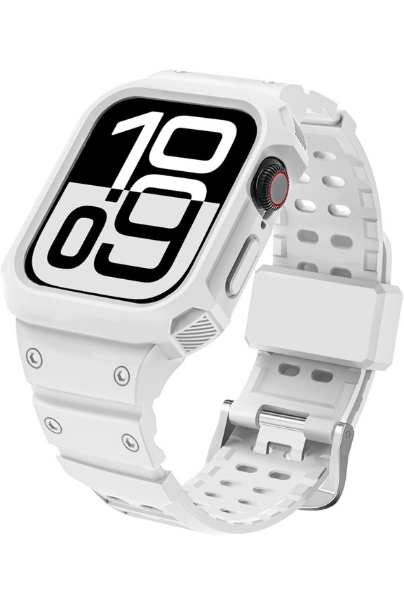 -Bumper Bands Compatible with Apple Watch Band 45mm 44mm 42mm 41mm 40mm 38mm for Women Men, Water Shock-Proof Strap for iWatch Apple Watch Band with Case for Series 9 8 7 6 SE 5 4 3 2 1