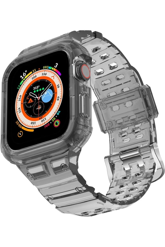 -Bumper Bands Compatible with Apple Watch Band 45mm 44mm 42mm 41mm 40mm 38mm for Women Men, Water Shock-Proof Strap for iWatch Apple Watch Band with Case for Series 9 8 7 6 SE 5 4 3 2 1