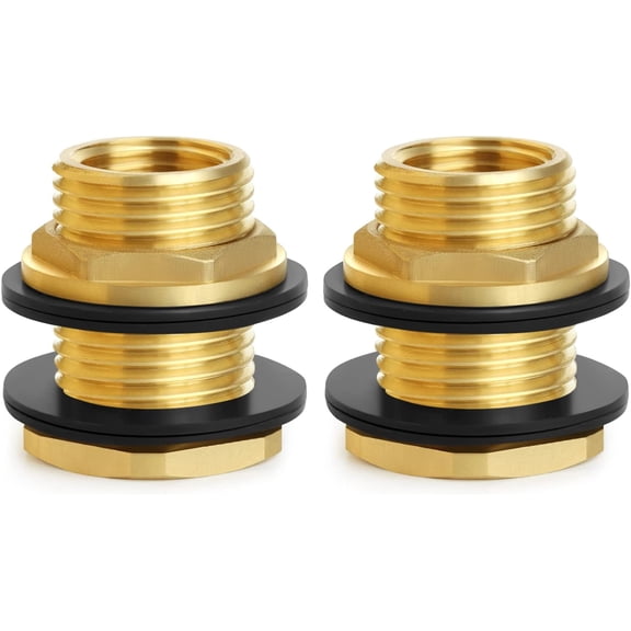 PLUHKN-Ceseso 1/2" female NPT to 3/4" male GHT Garden Hose Bulkhead Fitting, Lead-freeSolid Brass Bulkhead Fitting, water tank connector bulkhead Tank Fitting for rain barrels, plastic water towers,2
