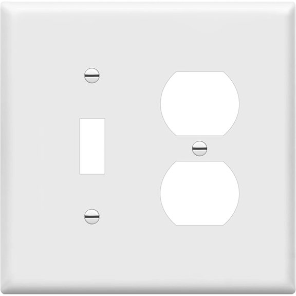PLUHKN-Combination Toggle Light Switch/Duplex Receptacle Outlet Wall Plate Cover, Midway Size 2-Gang 4.88" x 4.92", Polycarbonate Thermoplastic, UL Listed, 881121M-W, White