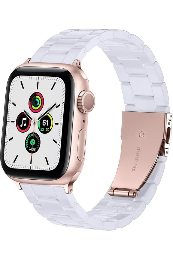 -Compatible with Resin Apple Watch Bands for Women Men 40mm 38mm 41mm 42mm,Stylish and Lightweight Replacement Strap for iWatch Series 11/10/9/8/7/6/5/4/3/2/1/SE/Ultra 3 2 1 White