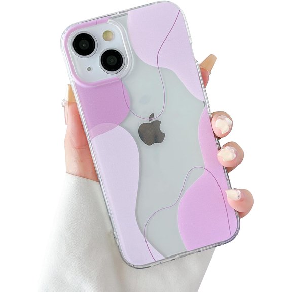 PLUHKN-Compatible with iPhone 13/14 Case, Soft Shaped Art Design with Built-in Bumper Protective Phone Case, Cute Slim TPU Cover Designed for iPhone 13/14 Case,Pink