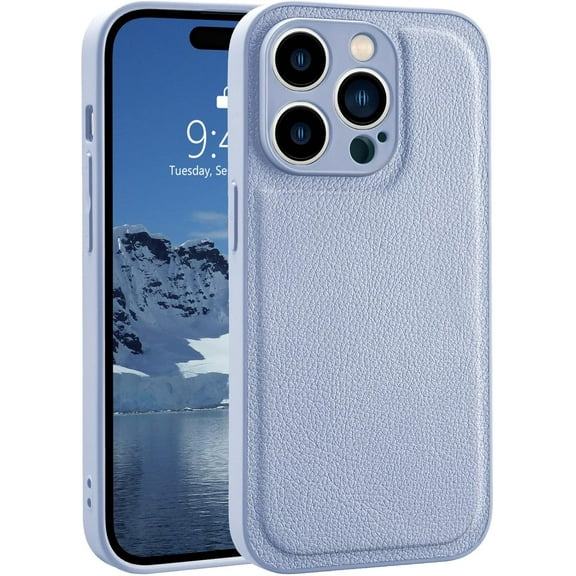 PLUHKN-Compatible with iPhone X Leather Phone Case for Women, Fashion Girls Solid Luxury Case, Classic Design Shockproof Slim Case Cover, Anti-Scratch Protective Case for iPhone X 5.8" - Blue