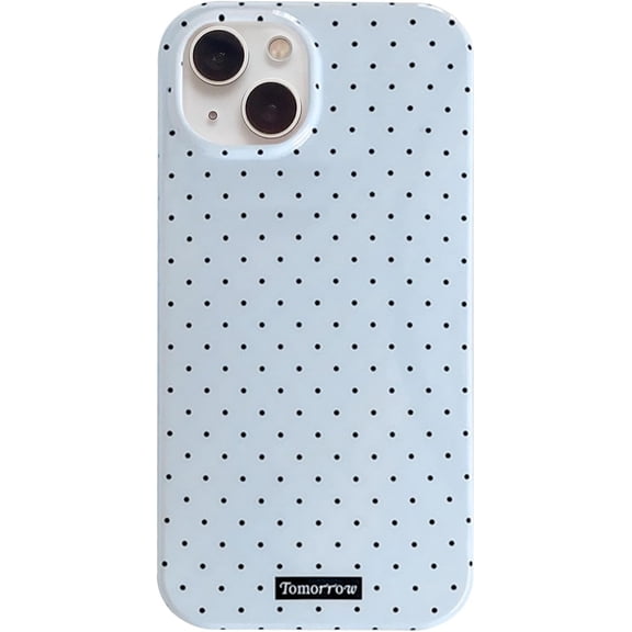 PLUHKN-Compatible with iPhone 13/iPhone 14 Case with Cute Fashion Polka Dot Aesthetics Design Simple Cases for Soft TPU Slim Protection Cover-Blue