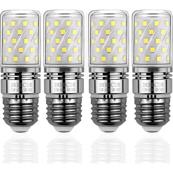 PLUHKN-E26 LED Corn Bulbs 12W,6000K Daylight White,1200LM,100W Incandescent Bulbs Equivalent,Pack of 4