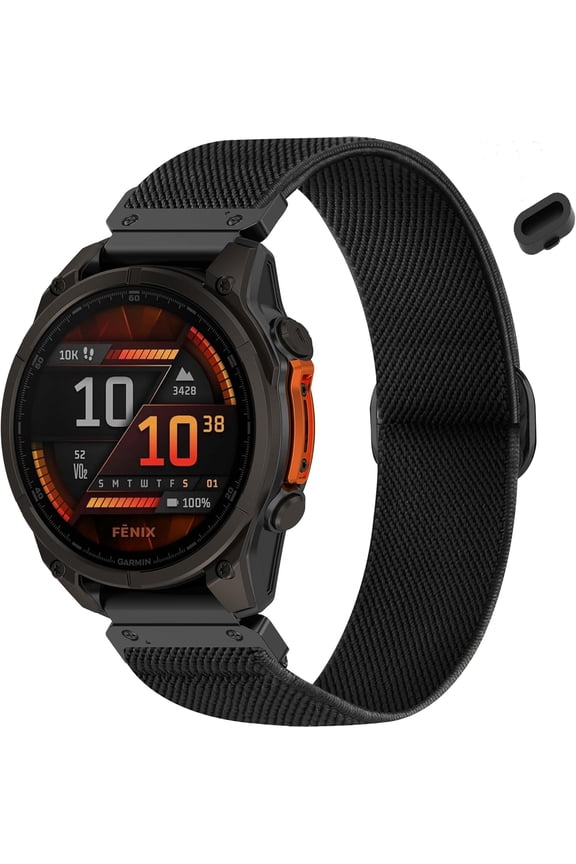 -Elastic Nylon 22mm Quick Fit Watchband Compatible with Garmin Fenix 8 47mm/Forerunner 965/970/Instinct 1/2/3 45mm Solar,Soft Adjustable Sport Strap for Fenix 7 Pro/7/6 Pro/6/5 plus/5