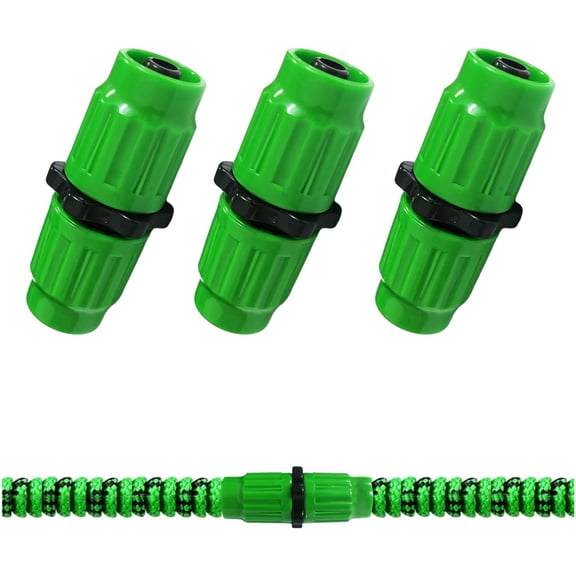 PLUHKN-Expandable Garden Hose Repair Kit, 3 Sets Dual-Channel Flexible Garden Hose Connector Female Male Repair Accessories Fits for Rubber Fabric Water Pocket Hose 25 50 75 100 FT