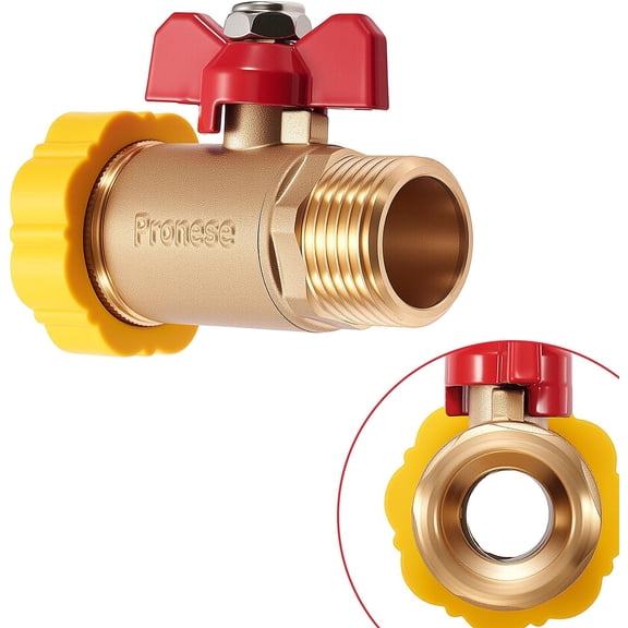PLUHKN-Full Flow Brass 3/4''GHT High Flow Garden Hose Shut Off Valve Hose,Heavy Duty No Restricted-Flow Water Shut-Off Connector,Full Port Ball Valve Adapter