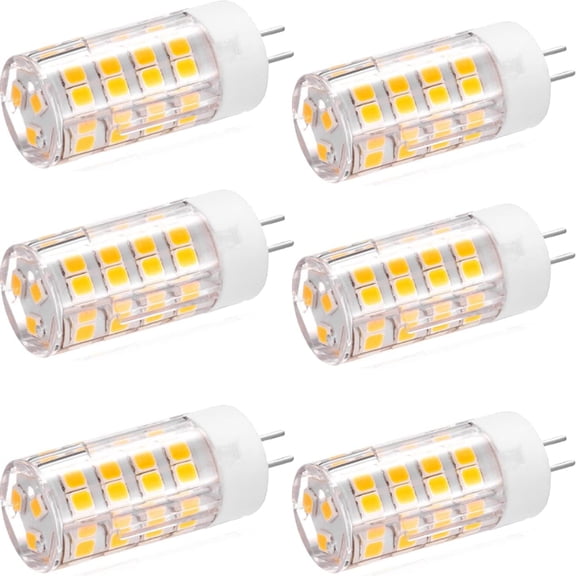 PLUHKN-G4 LED Bulb 4W 2700K Warm White bi-pin T3 JC Type 12VAC/DC 40W Halogen Equivalent Non-dimmable for Outdoor Landscape Deck Stair Step Path Lights, Pack of 6