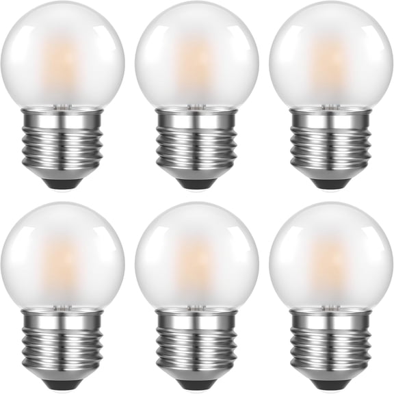 PLUHKN-G40 Frosted 1.5w Low Wattage Light Bulbs Dim Night Light Bulbs 15 Watt (Equivalent),Little Small Round LED Light Bulb for Lamp,Bedroom,Chandelier,Warm White 2700K 150LM,Pack of 6