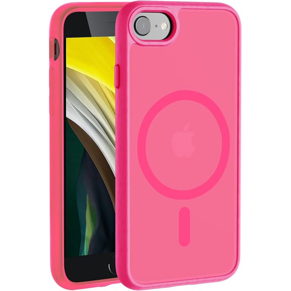 PLUHKN-Hualele Magnetic for iPhone SE Case 2022/3rd/2020/2nd gen,iPhone 8/7 Case,Compatible with MagSafe, Military Grade Dropproof Translucent Matte Hard Back Soft Edge Slim Protective Phone Case,Ros