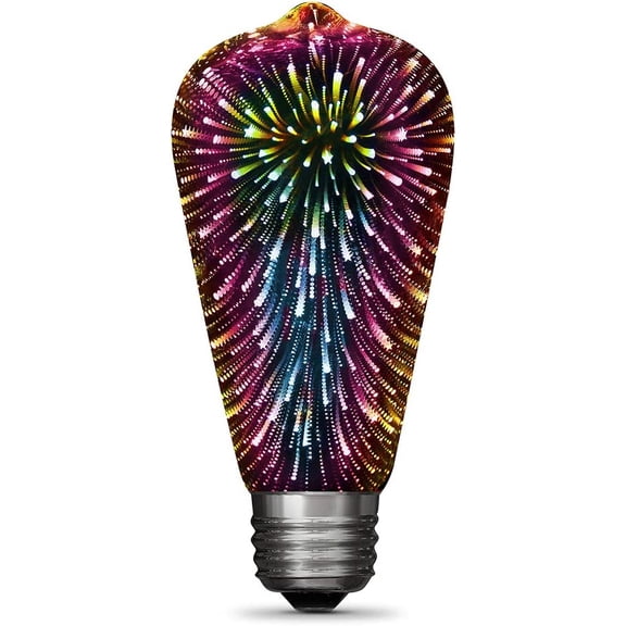 PLUHKN-Infinity 3D Fireworks LED Light Bulb, ST19 LED Bulb, ST19/PRISM/LED,1 Count (Pack of 1), Multicolor