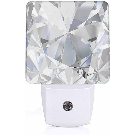 PLUHKN-LED Night Light,Diamond Texture Close Up LED Night Light Plug into Wall with Dusk to Dawn Light Sensor White Energy Efficient Nightlight for Bedroom Bathroom Hallway Living Room Kitchen