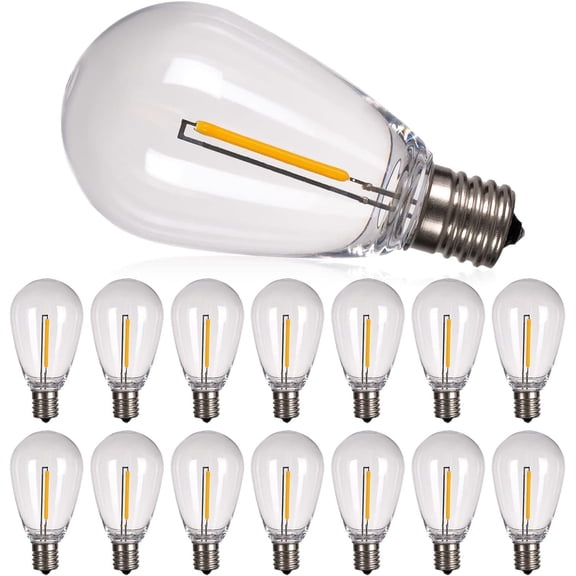 PLUHKN-LED Replacement Bulbs 1W S14,15 Pack Waterproof E17 Screw Base for Outdoor LED String Lights Shatterproof