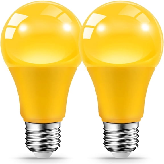 PLUHKN-LED Yellow Bug Light Bulbs for Outdoor Indoor Porch, 9W LED Color Bulb for Outside, 60W Equivalent, 2000K Amber Light Bulb, Ideal for Bedroom, Patio, Deck, Backyard, Hallway, 2-Pack