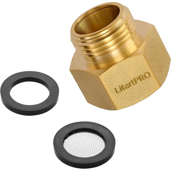PLUHKN-LF Brass 3/4" GHT Male to 1"NPT Female Garden Hose Adapter,Heavy Duty Male to Female Hose Connector,3/4 to 1 Inch Water Hose Fitting for Irrigation,Outdoor Faucet, and Pump