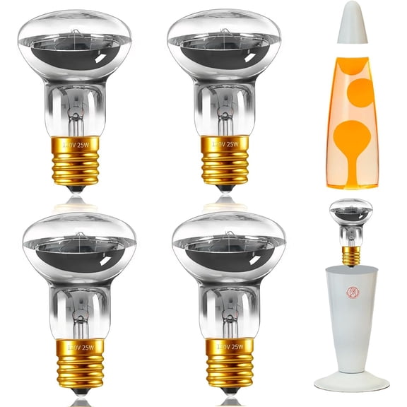 PLUHKN-Lava Lamp Bulbs 25 Watt, R39 E17 Reflector Type Lava Lamp Light Bulb, 120V Replacement Light Bulbs for Lava Lamps and Glitter Lamps, Dimmable, 2700K Warm White, 4 Pack