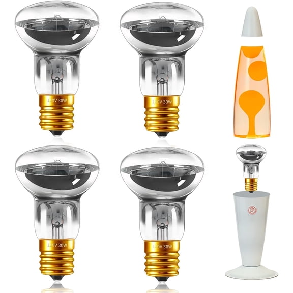 PLUHKN-Lava Lamp Bulbs 30 Watt, R39 E17 Reflector Type Lava Lamp Light Bulb, 120V Replacement Light Bulbs for Lava Lamps and Glitter Lamps, Dimmable, 2700K Warm White, 4 Pack