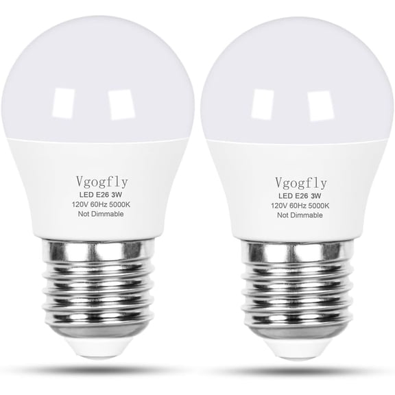 PLUHKN-Led Light Bulb 25W- 3 Watt Equivalent Energy Efficient, Daylight 5000K, Non-Dimmable, E26 Base for Bedroom, Living Room Lamps - Long-Lasting, 2-Pack