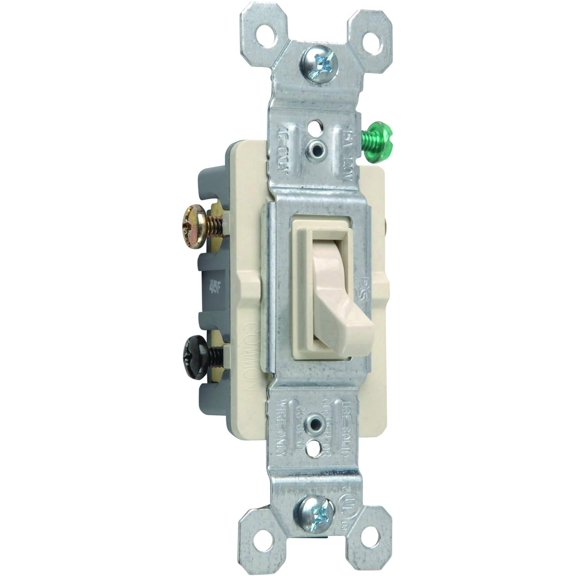 PLUHKN-Legrand 663LAGU Trademaster 15 Amp 3-Way Toggle Light Switch, Residential Grade, Light Almond (1 Count)