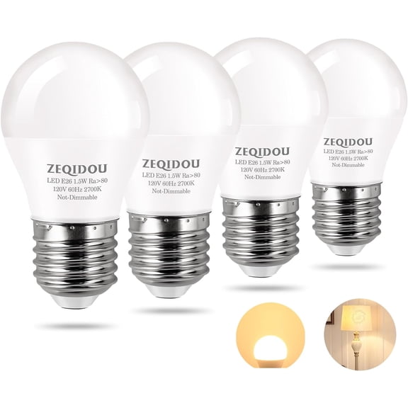 PLUHKN-Low Watt LED Light Bulbs 1.5W Equivalent 15W 20W Light Bulb, A15 LED 15 Watt Light Bulbs Soft White 2700K Low wattage 120v E26 Standard Base Small Light Bulb(4 Pack)