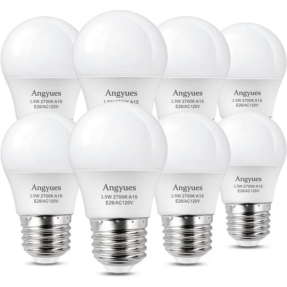 PLUHKN-Low Watt Light Bulbs, 1.5W LED Bulb Equivalent 15W20W Light Bulbs,A15 LED 15 Watt Light Bulbs Soft White 2700K Low wattage Energy Saving Home Light Bulb E26 Base Non-Dimmable 8Pack