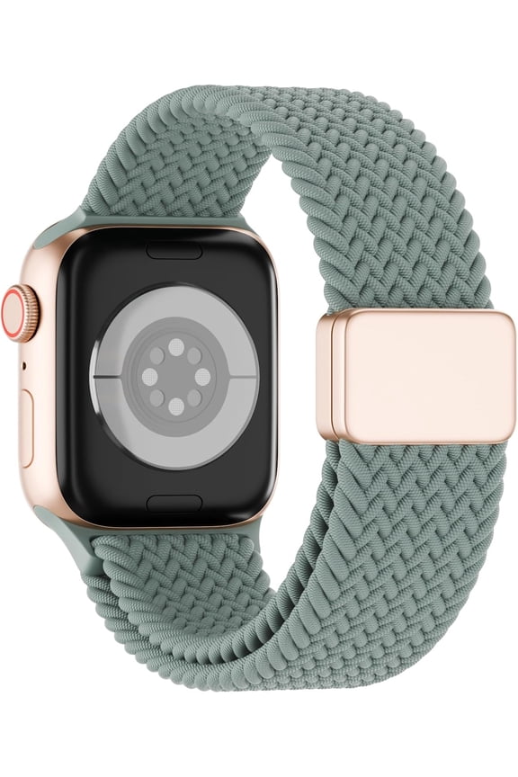 -Magnetic Braided Solo Loop Compatible for Apple Watch Band 42mm 41mm 40mm 38mm 46mm 45mm 44mm 49mm, Stretchy Nylon Sport Elastic Strap for iWatch Bands Series 10 9 8 7 6 5 4 3 2 1 SE Ultra Wom