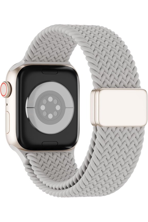 -Magnetic Braided Solo Loop Compatible for Apple Watch Band 42mm 41mm 40mm 38mm 46mm 45mm 44mm 49mm, Stretchy Nylon Sport Elastic Strap for iWatch Bands Series 10 9 8 7 6 5 4 3 2 1 SE Ultra Wom