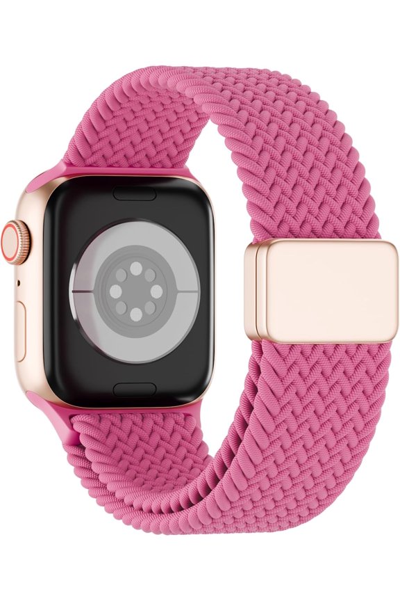 -Magnetic Braided Solo Loop Compatible for Apple Watch Band 42mm 41mm 40mm 38mm 46mm 45mm 44mm 49mm, Stretchy Nylon Sport Elastic Strap for iWatch Bands Series 10 9 8 7 6 5 4 3 2 1 SE Ultra Wom