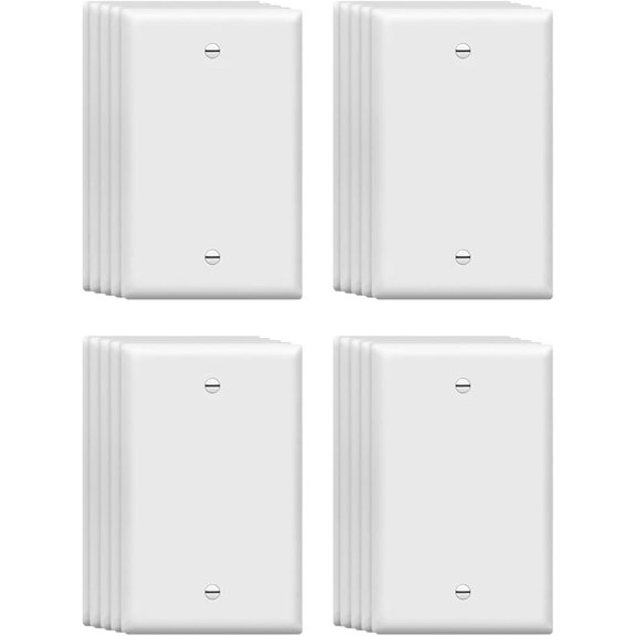 PLUHKN-Mid-Size Blank Wall Plates 1-Gang 4.89" x 3.12" blank Switch Outlet Electrical Cover Plate Unbreakable Thermoplastic Faceplate for Light Receptacle Outlet Switch, White (20 Pack)