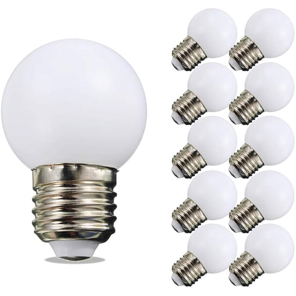 PLUHKN-Night Light Bulb 1 Watt LED Low Watt Bulbs E26 E27 Standard Base Daylight White 6000K Not Dimmable G45 Energy Saving Light Bulbs 10W Equivalent for Home Bedroom Courtyard Garden 10Pack