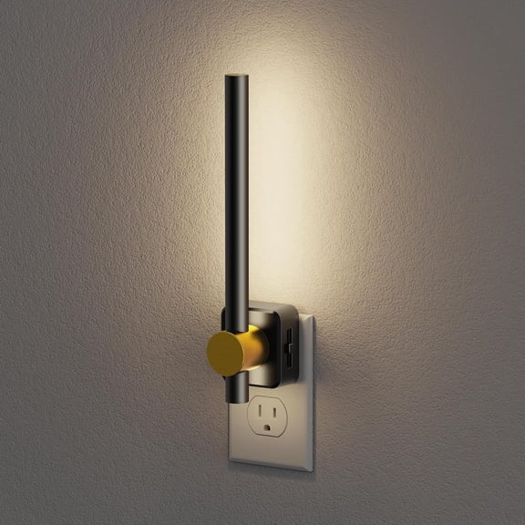 PLUHKN-Night Lights Plug into Wall,0-200LM Dimmable LED Nightlights, Daylight White 5000K Vanity Night Light with Auto Light Sensor for Bathroom Dressing Room, 1 Pack