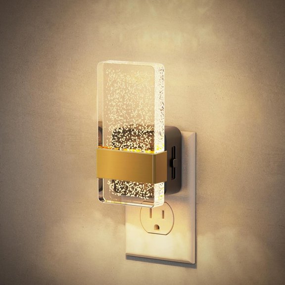 PLUHKN-Night Lights Plug into Wall, Dusk to Dawn Sensor, 3000K Soft White LED, Acrylic Bubble Design, 0-100lm Adjustable Brightness, for Bedroom, Bathroom, Living Room, Hallway