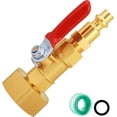 thumbnail image 1 of PLUHKN-RV Winterize/Winterization Blowout Adapter - Brass with Ball Valve, 1/4" Male Quick Connect to 3/4" Female GHT Garden Hose Thread, 1 of 4