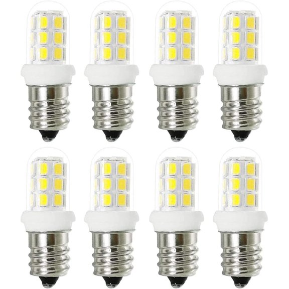PLUHKN-Salt Lamp Bulbs C7 E12 Candelabra Led Bulbs 15Watt Halogen Replacement 6000K White Light for Chandelier, Night Light Bulb, Non-Dimmable, Pack of 8