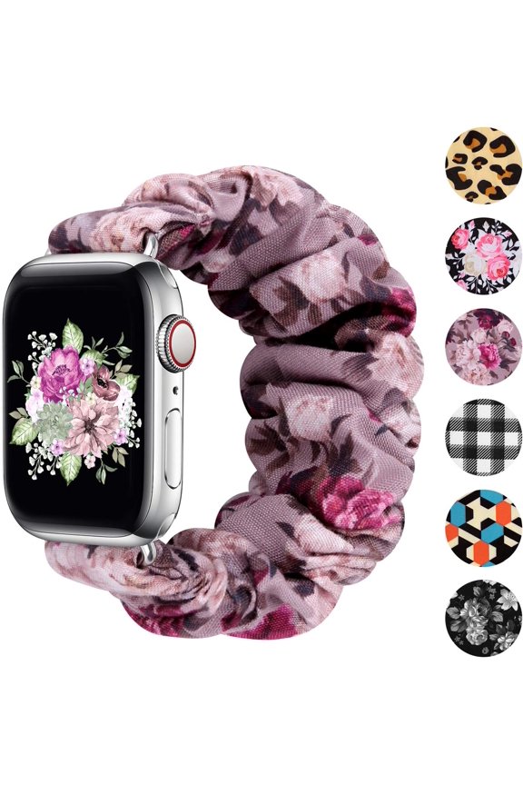 -Scrunchie Band Compatible with Apple Watch Bands 38mm 40mm 41mm 42mm 44mm 45mm 46mm 49mm Women, Elastic Scrunchie Watch Strap for iWatch Watch Series 11 10 9 8 7 6 5 4 3 2 1 SE 3 2 Ultra 3 2