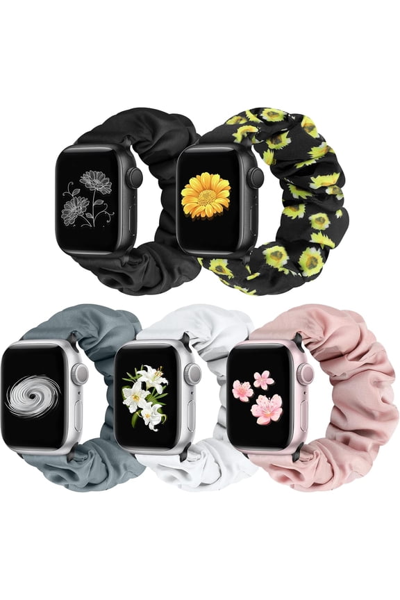 -Scrunchie Solo Loop Watch Bands Compatible for Apple Watch Band 38mm 40mm 41mm 42mm 44mm 45mm 46mm 49mm Soft Stretchy Women Elastic Strap for iWatch Series 11 10 9 8 7 6 5 4 SE Ultra 3 2 1