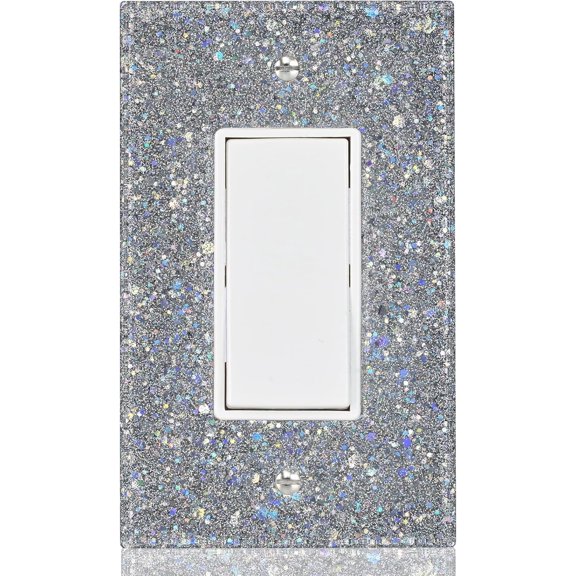 PLUHKN-Shiny Light Switch or Outlet Covers,Sparkling Mirror Finish,Ultra Glossy & Reflective,1-Gang Rocker 5.10''x3.15'',Deep Silver
