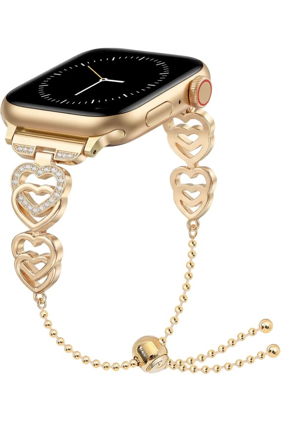 -Slim Diamond Watch Band for Women Compatible with Apple Watch 38mm 40mm 41mm 42mm 44mm 45mm 46mm 49mm for iWatch SE Series 11 10 9 8 7 6 5 4 3 2 1, Stainless Steel Bangle Bracelet Band for App